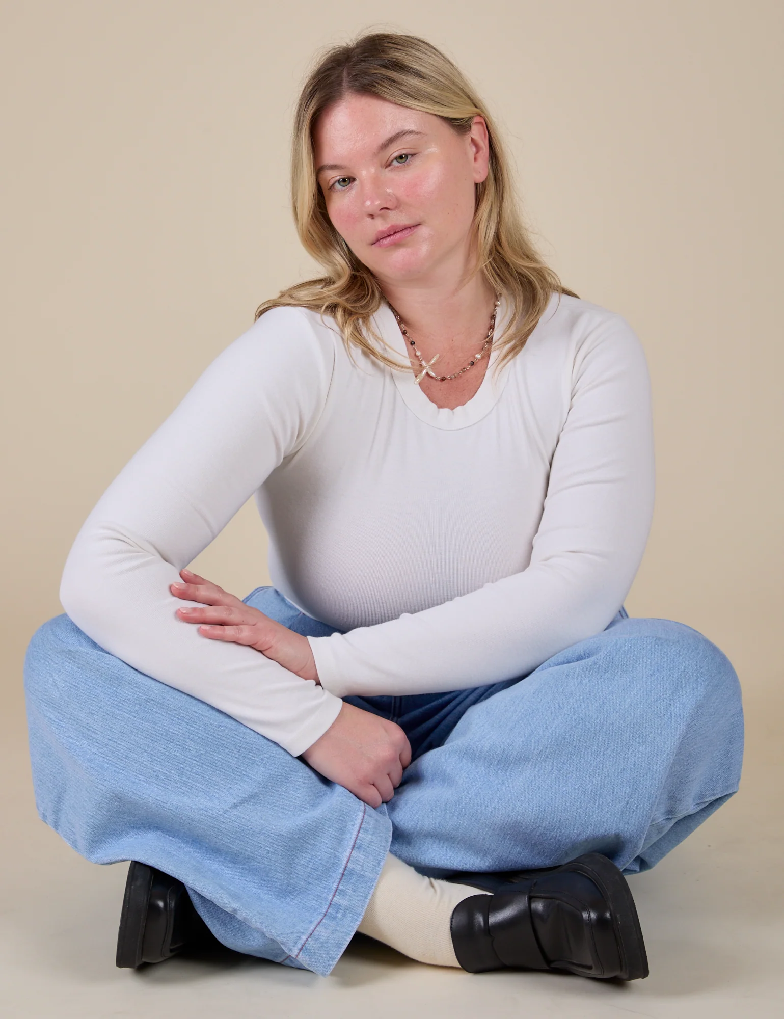 Long Sleeve Baby Tee - Vintage Tee White - Image 12