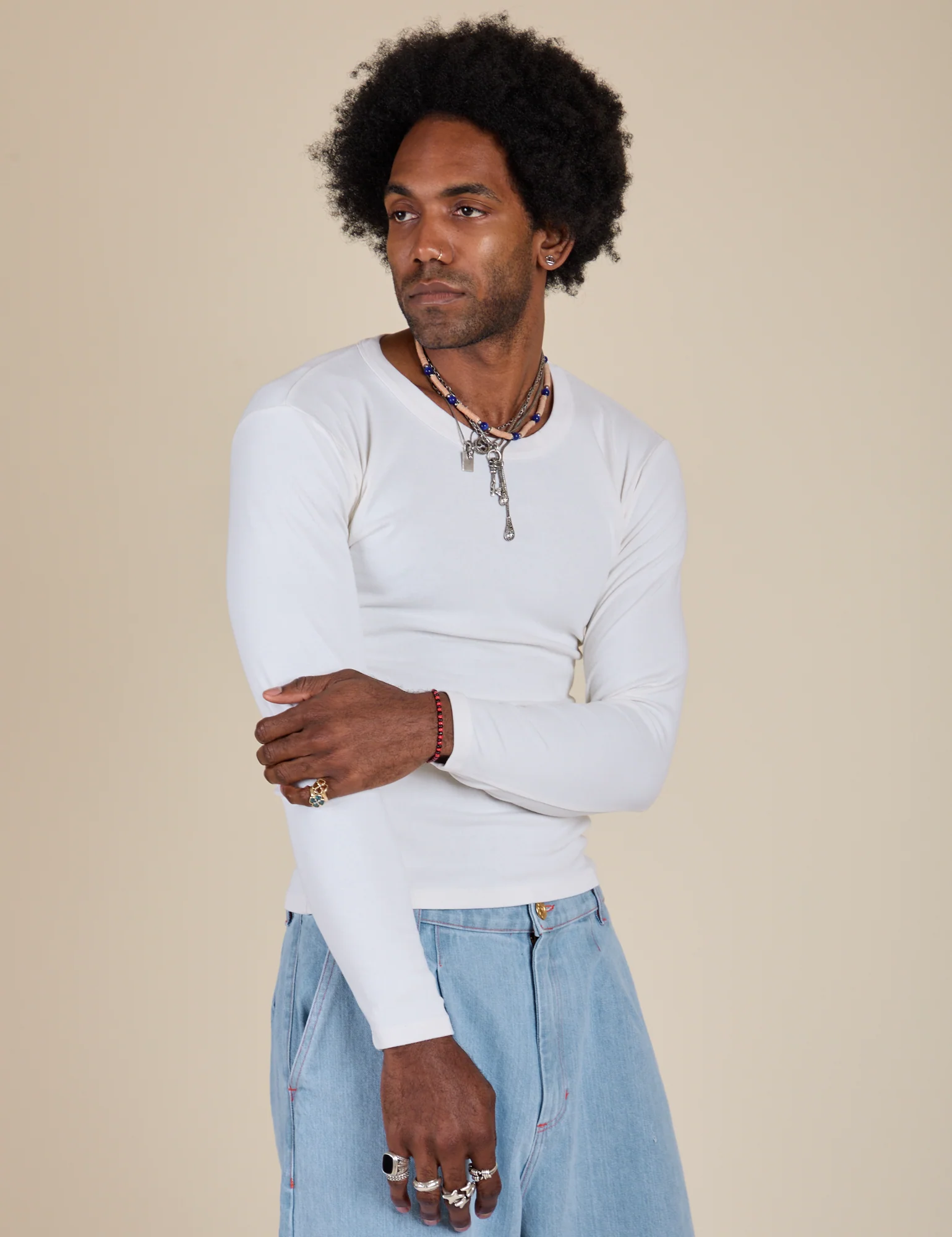 Long Sleeve Baby Tee - Vintage Tee White - Image 13