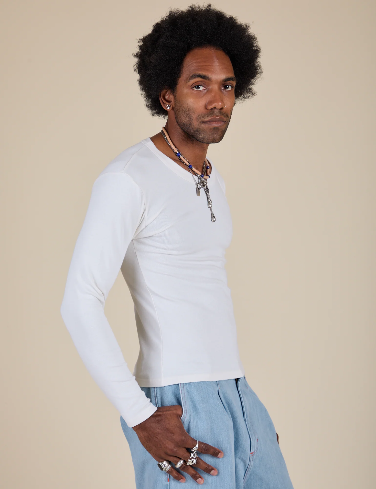 Long Sleeve Baby Tee - Vintage Tee White - Image 15