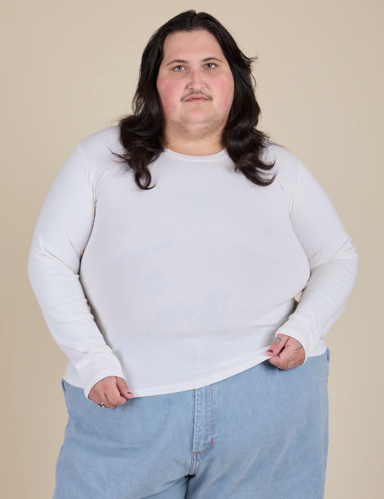 Long Sleeve Baby Tee - Vintage Tee White - Image 19