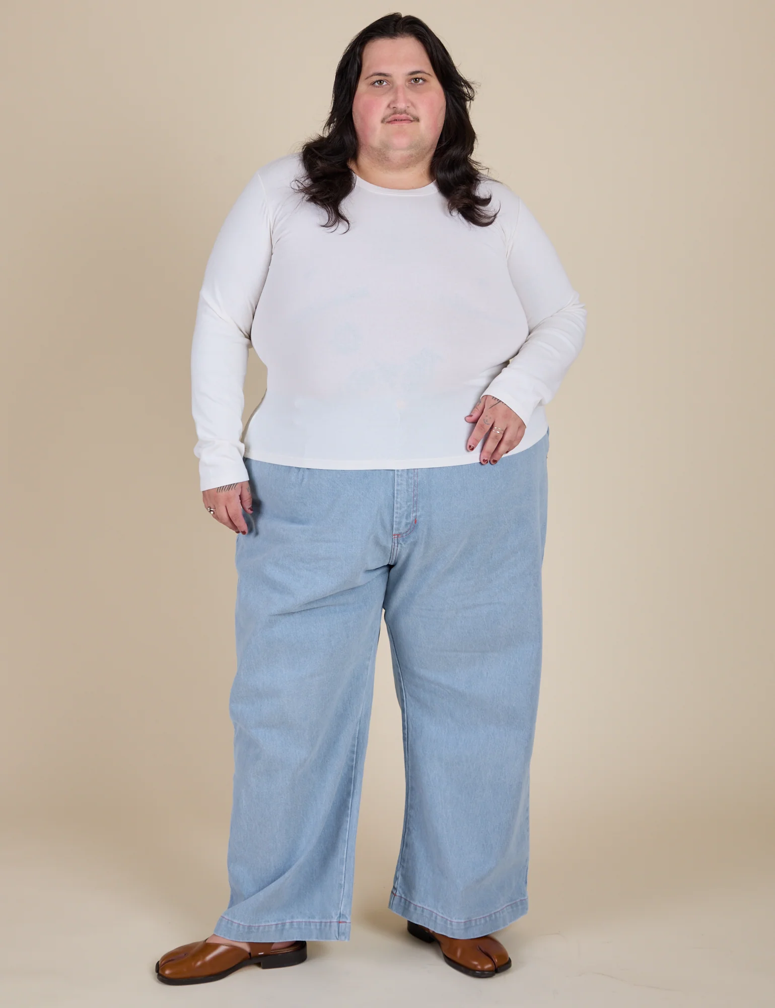 Long Sleeve Baby Tee - Vintage Tee White - Image 20