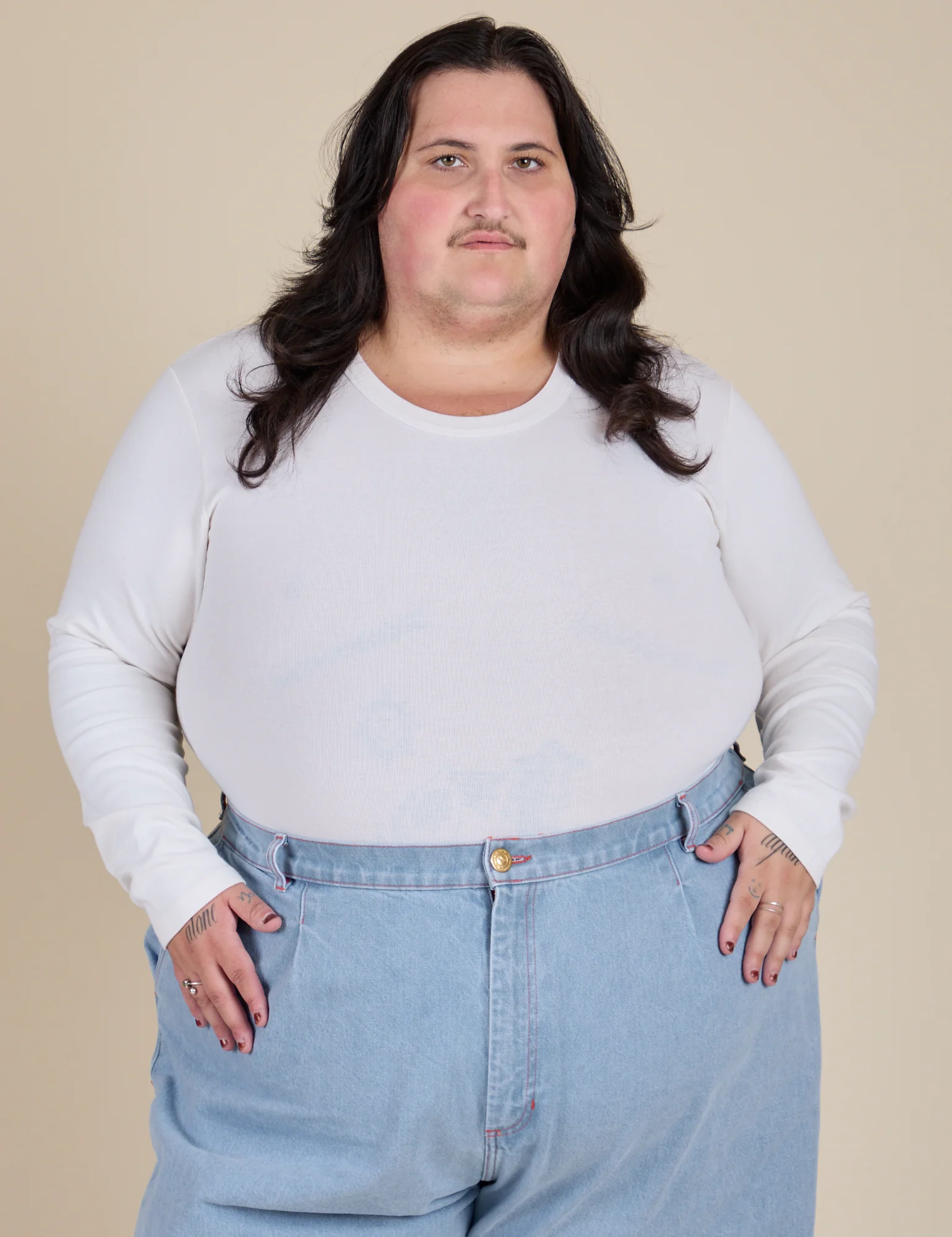 Long Sleeve Baby Tee - Vintage Tee White - Image 21