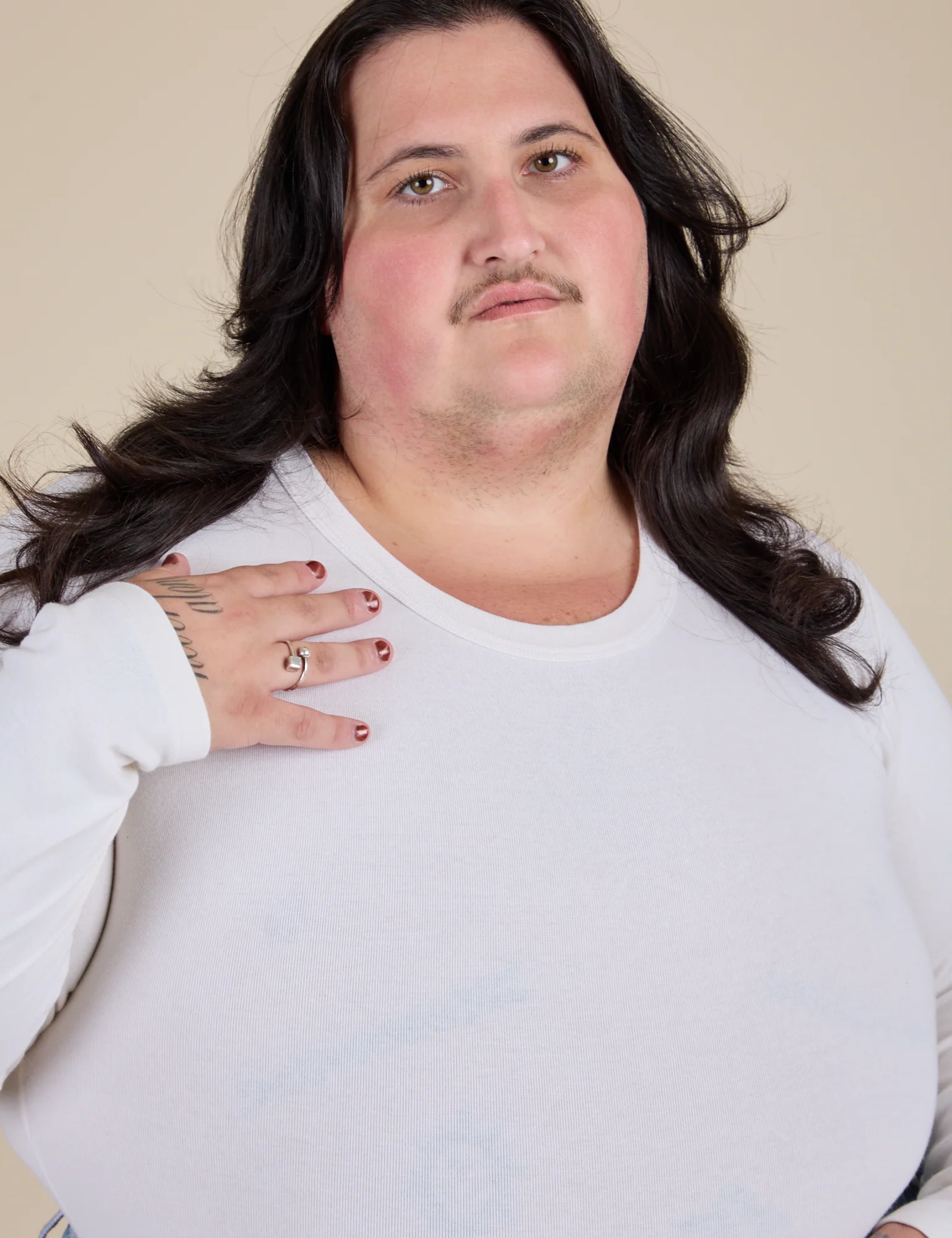 Long Sleeve Baby Tee - Vintage Tee White - Image 22