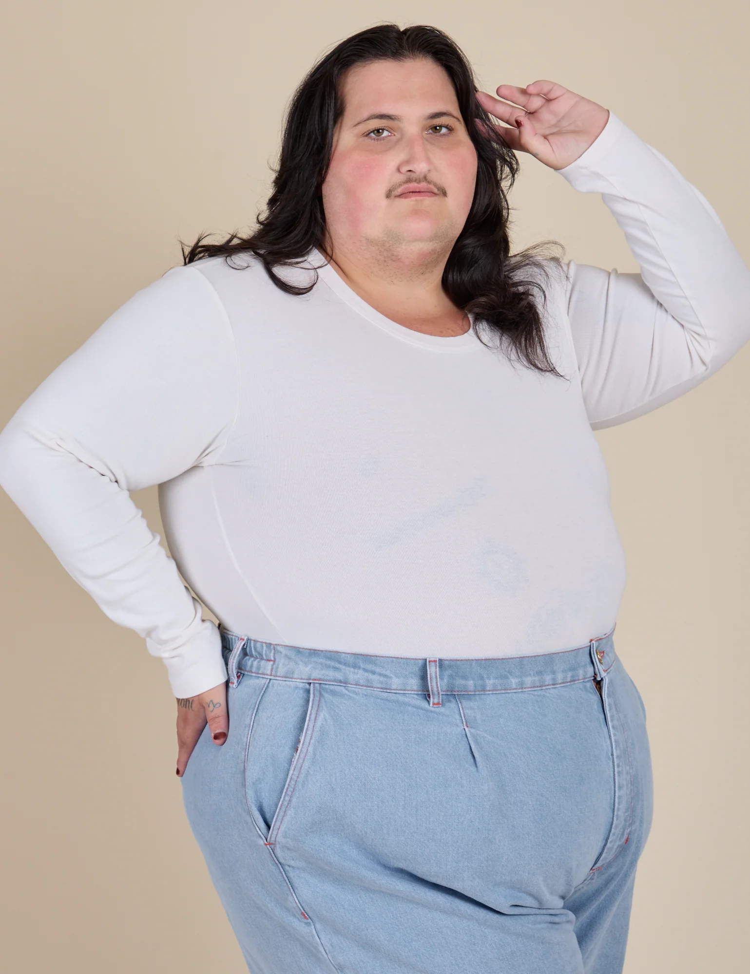 Long Sleeve Baby Tee - Vintage Tee White - Image 23