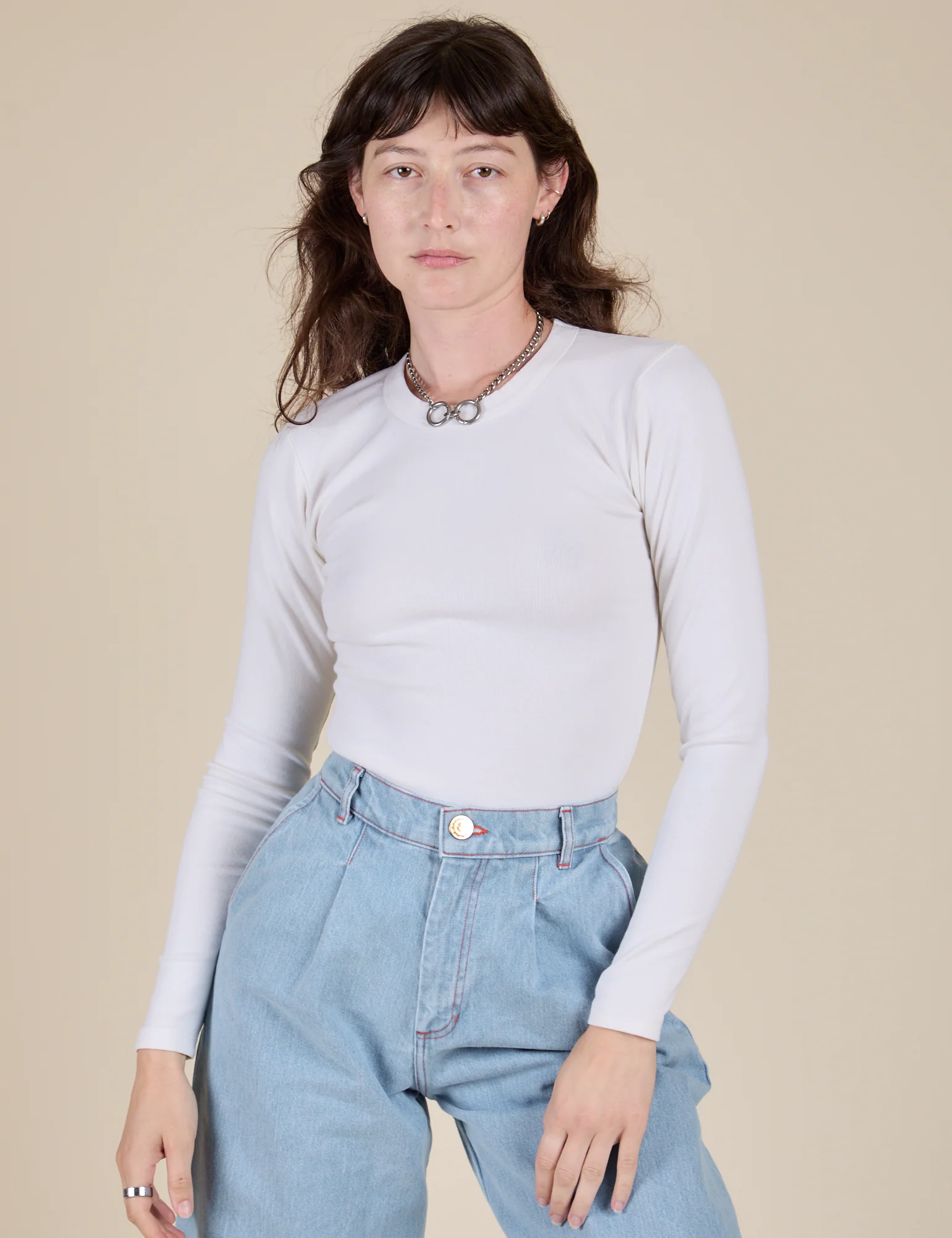 Long Sleeve Baby Tee - Vintage Tee White - Image 26