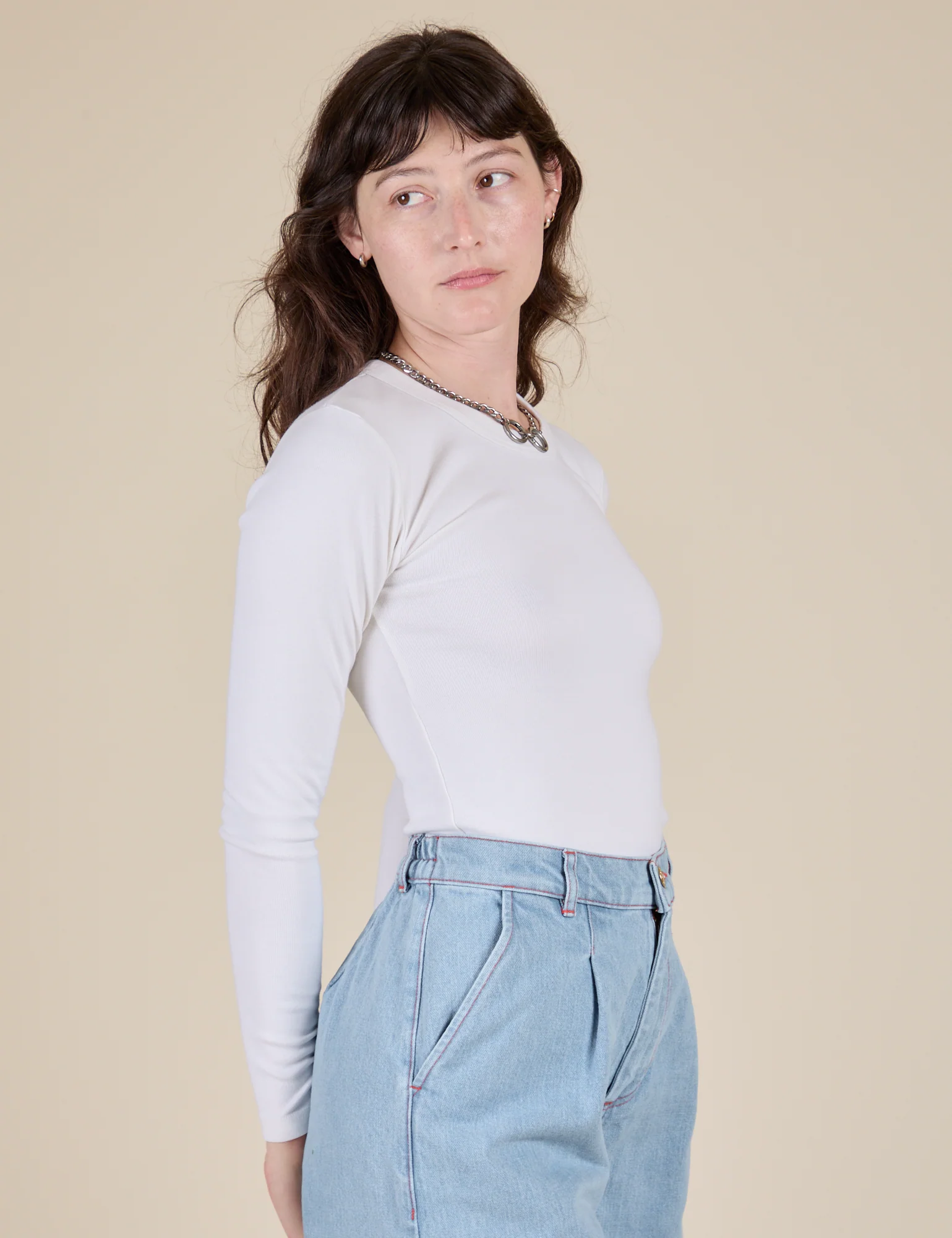 Long Sleeve Baby Tee - Vintage Tee White - Image 28