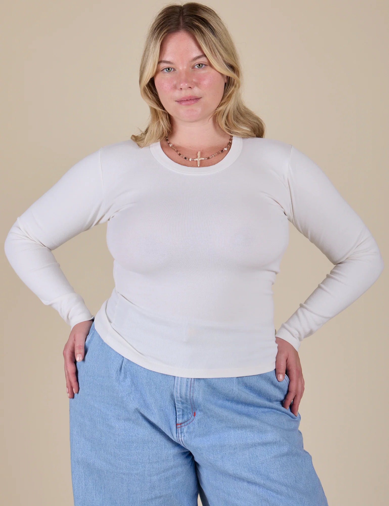 Long Sleeve Baby Tee - Vintage Tee White - Image 3