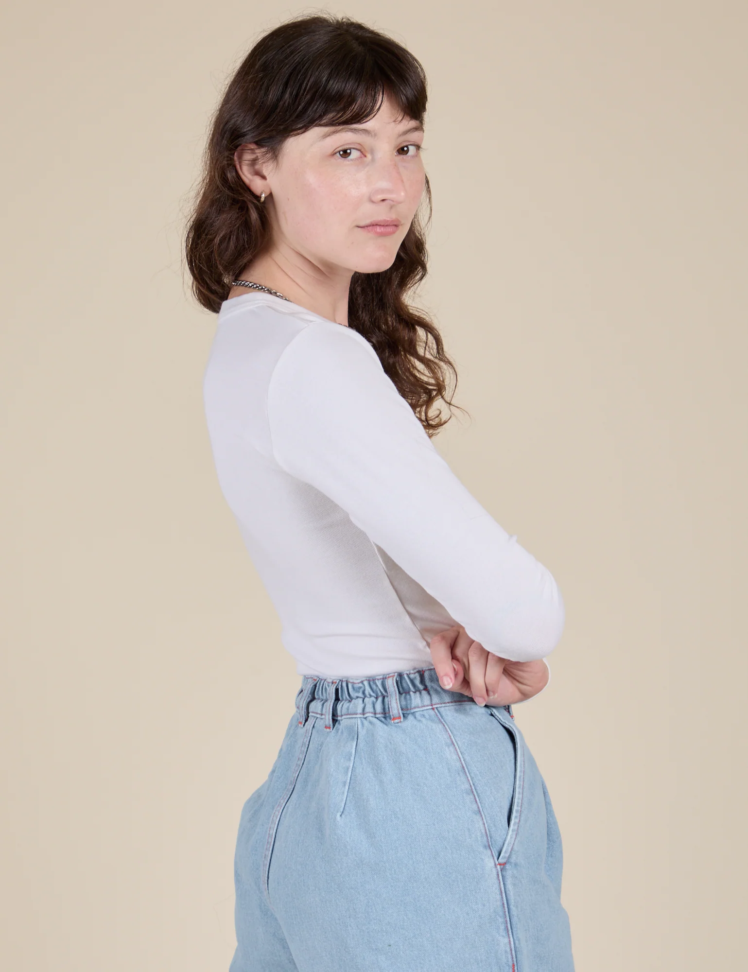 Long Sleeve Baby Tee - Vintage Tee White - Image 30