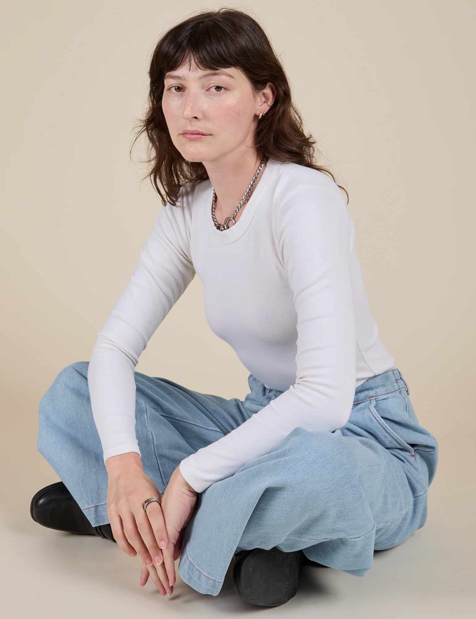 Long Sleeve Baby Tee - Vintage Tee White - Image 32