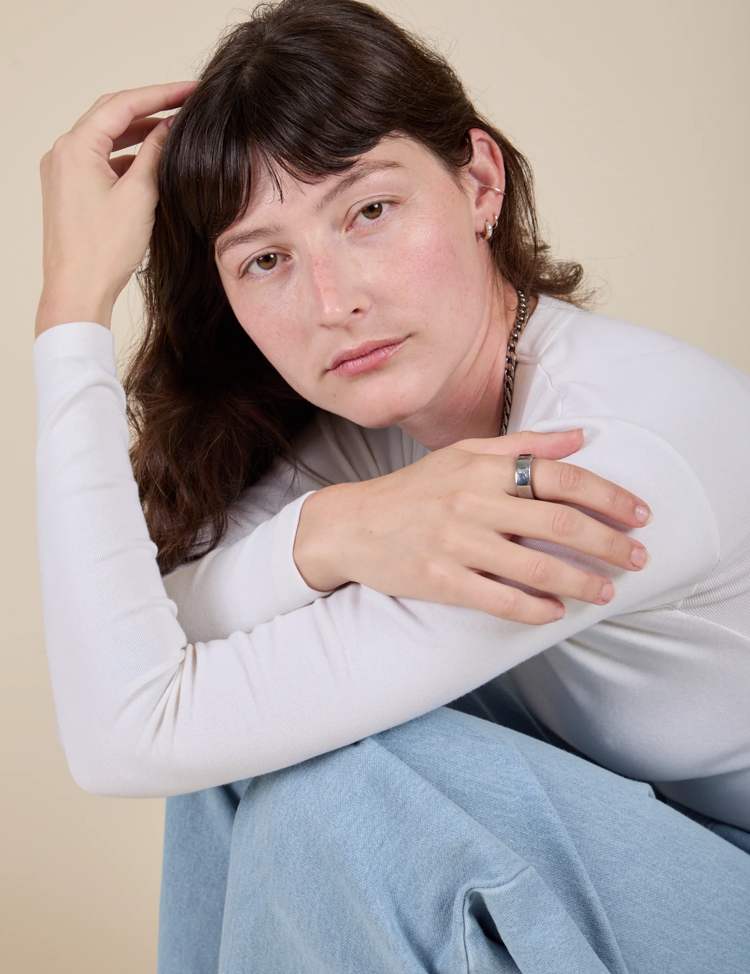 Long Sleeve Baby Tee - Vintage Tee White - Image 34