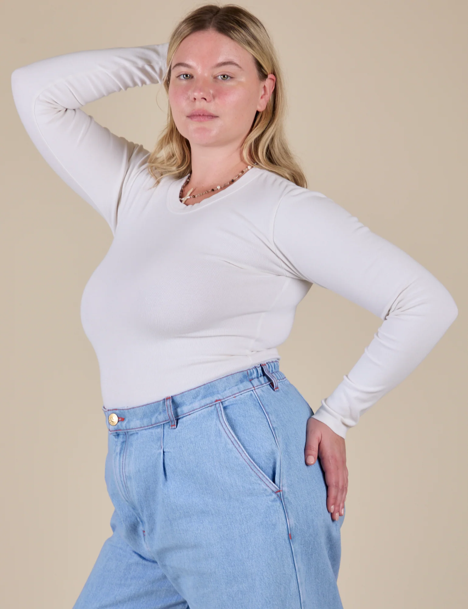 Long Sleeve Baby Tee - Vintage Tee White - Image 7