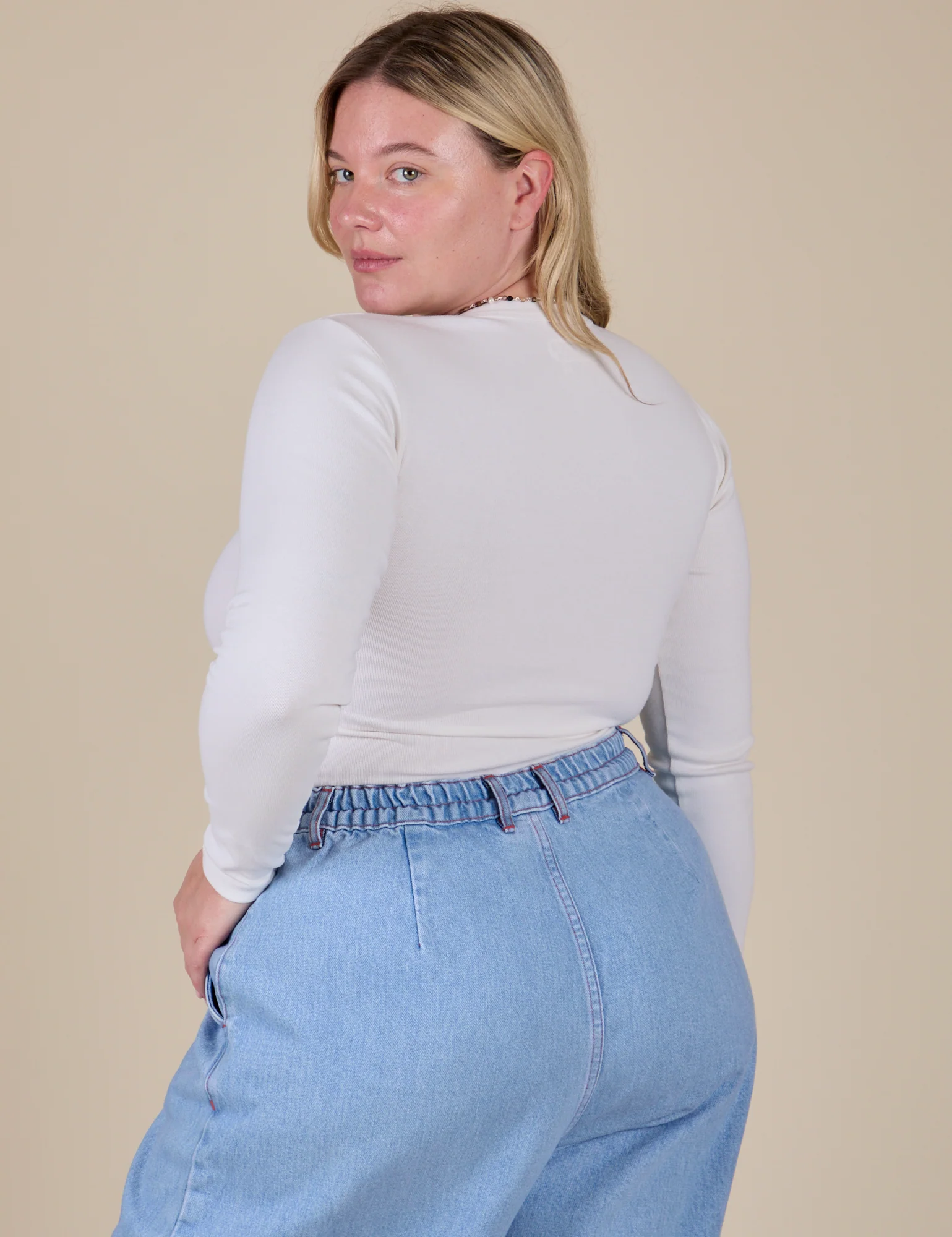 Long Sleeve Baby Tee - Vintage Tee White - Image 9