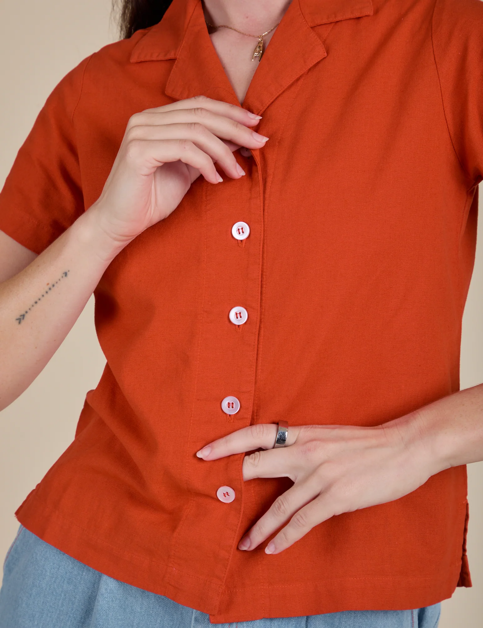 Pantry Button-Up - Chili Red - Image 15