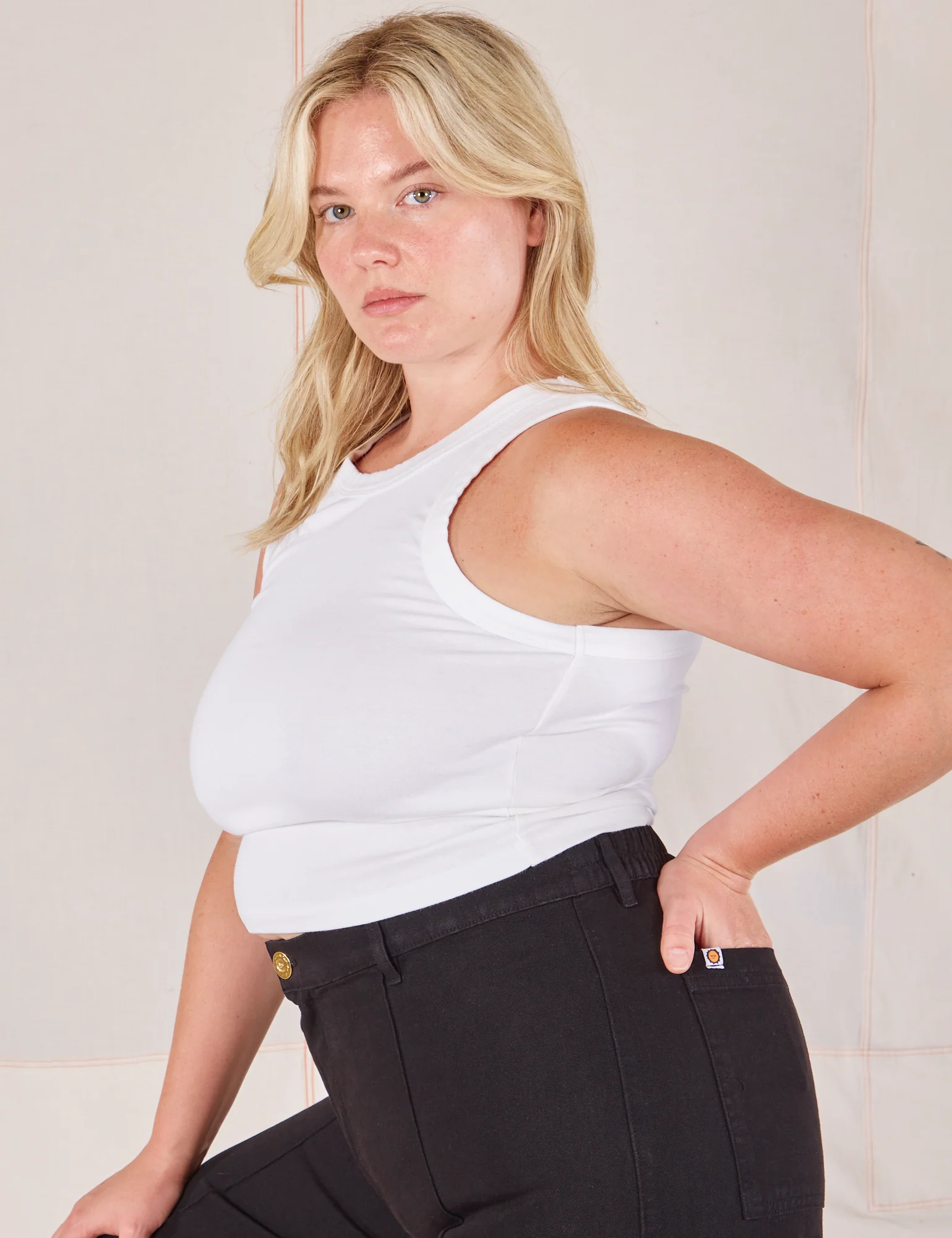 Racerback Tank - Vintage Tee White - Image 3