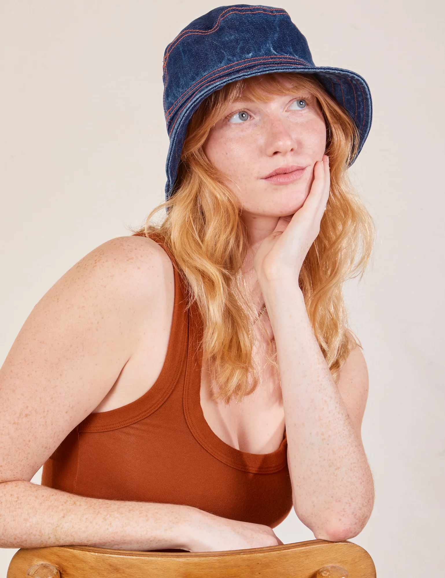 Wide Brim Bucket Hats - Indigo Denim - Image 7